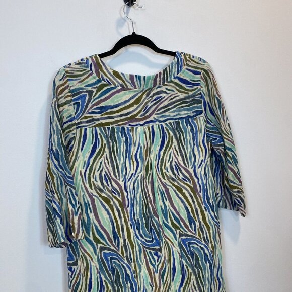 Soft Surroundings Multicolor Wave Pattern Long Sleeve Dress - Picture 9 of 11